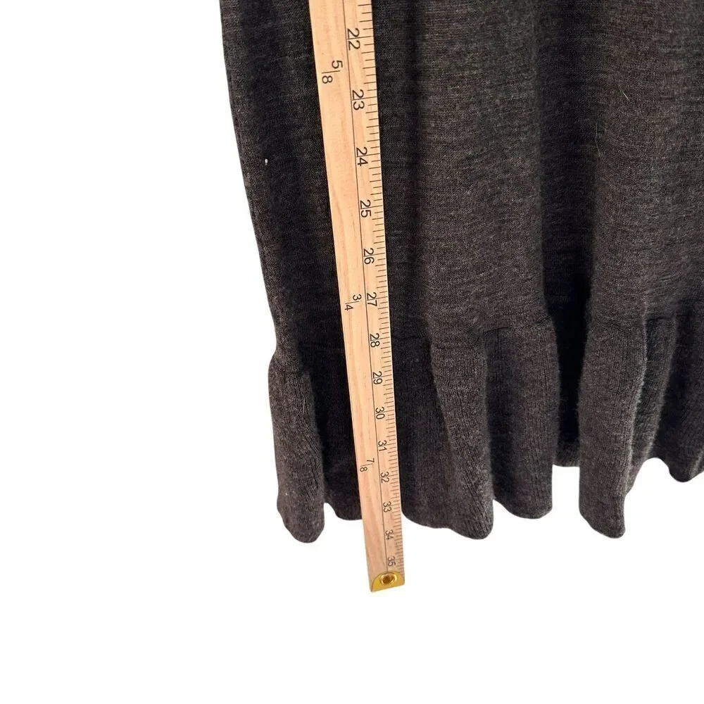 Free People Grey Wool Scoop Baby Doll Short‎ Sleeve Boho Sweater Dress Size S